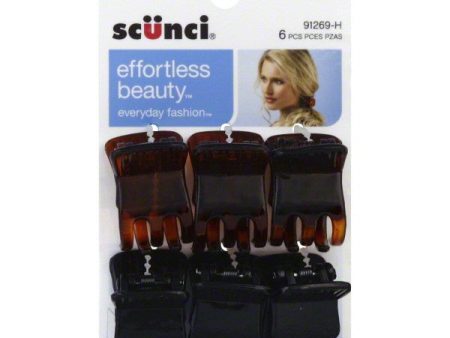 SCUNCI - Effortless Beauty Everyday Fashion Jaw Clips Assorted - 6 Pack For Sale