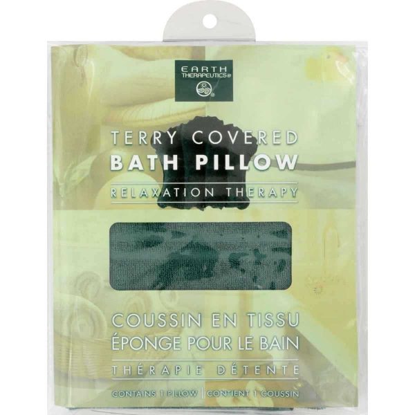 EARTH THERAPEUTICS - Terry-Covered Bath Pillow Dark Green - 1 Pillow Cheap