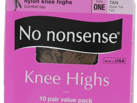 NO NONSENSE - Knee Highs Sheer Toe Size One Tan - 10 Pairs For Cheap