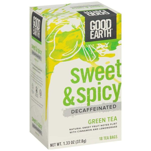 GOOD EARTH - Decafeinated Sweet & Spicy Green Tea - 18 Tea Bags Sale