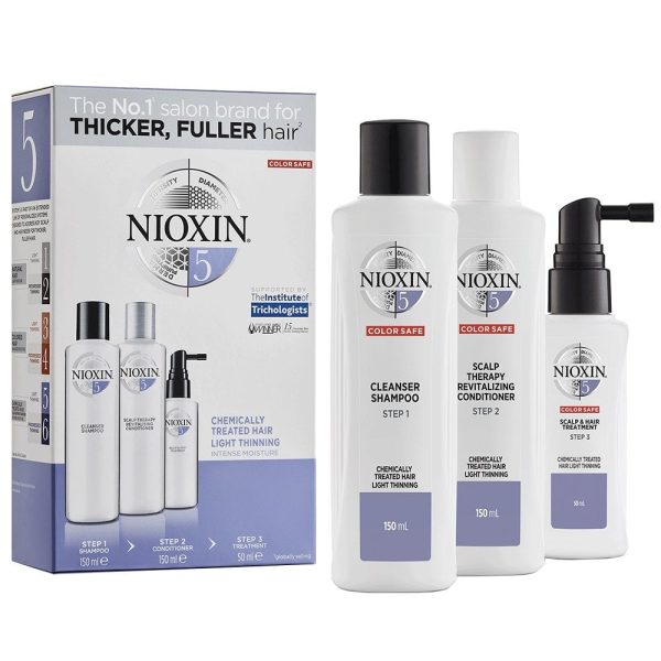 Nioxin System 5 Hair Starter Kit for Chemically Treated Hair with Light Thinning For Sale