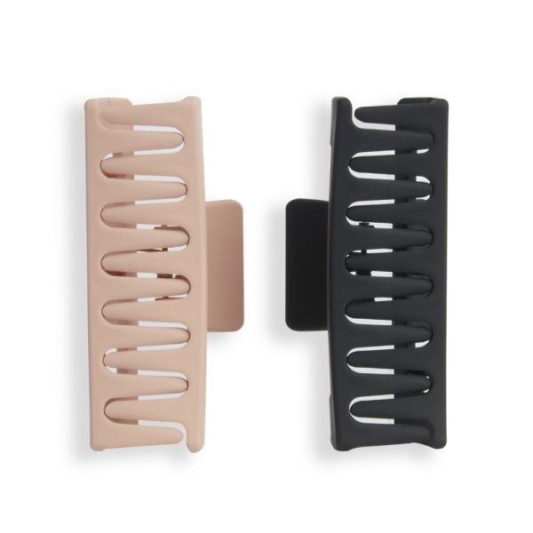 Revolution Haircare Rectangle Matte Claw Hair Clips Nude Black Pack of 2 Sale