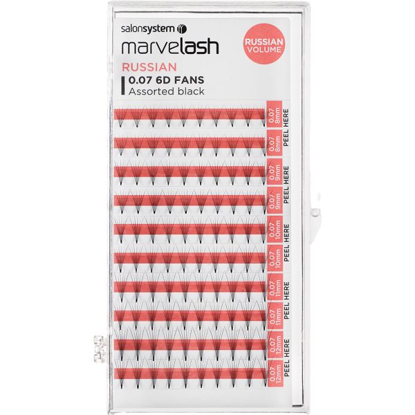 Salon System Marvelash Russian 0.07 6D Fans Assorted Lashes Black Online Sale